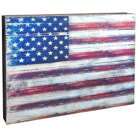 DESIGNOCRACY American Flag Rustic Art on Board Wall Decor 85099US08